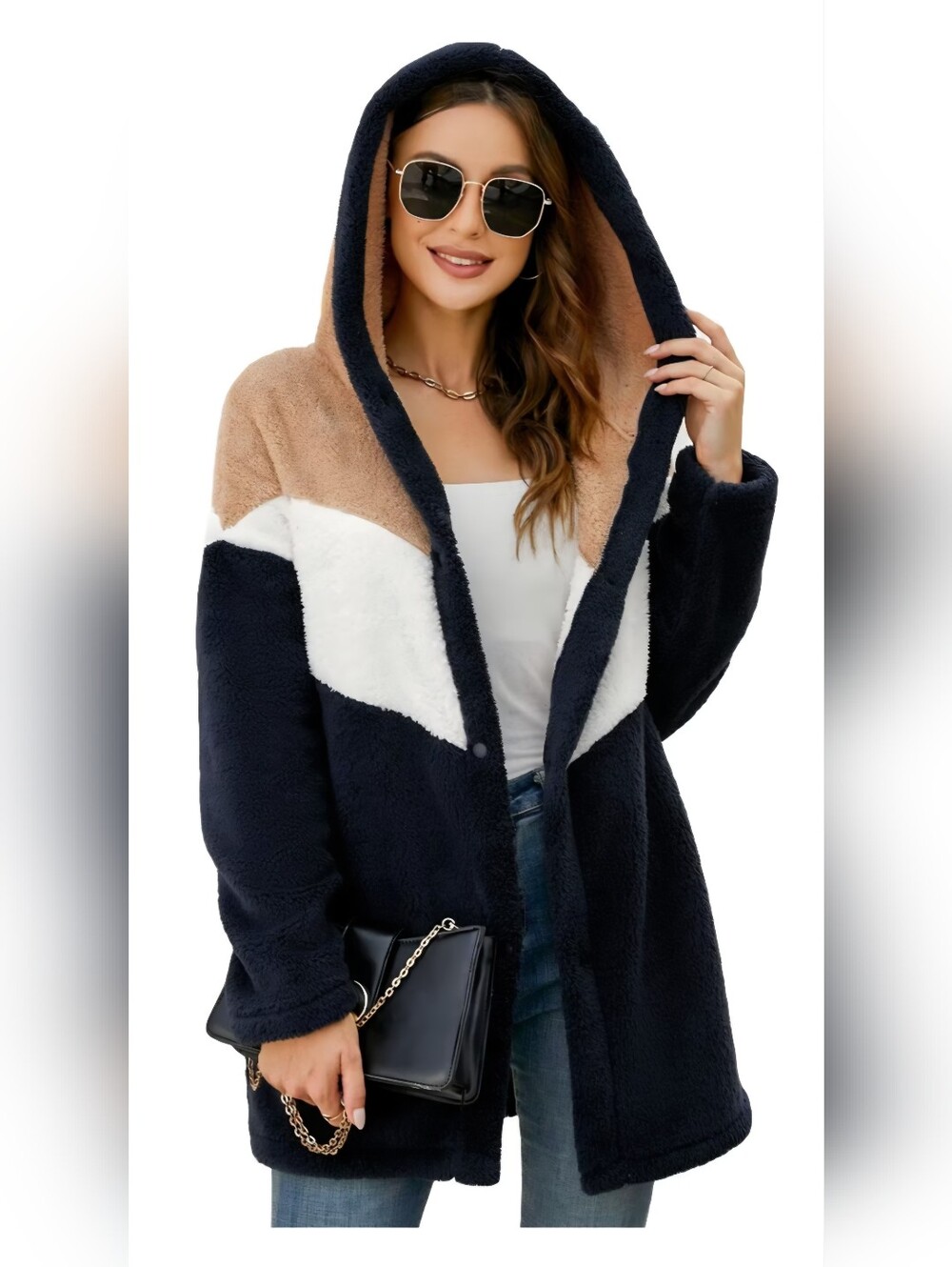 Fuzzy Hoodie/Cardigan With Pockets
